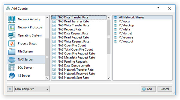 SysGauge Server Add NAS Counter