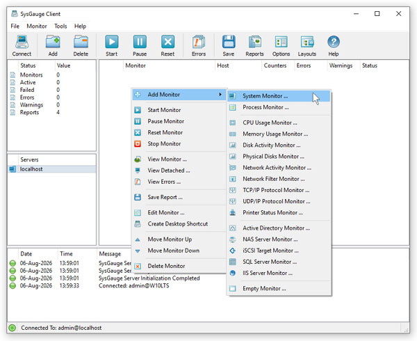 SysGauge Server Add System Monitor
