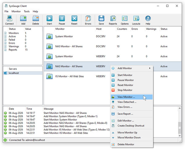SysGauge Server View System Monitor